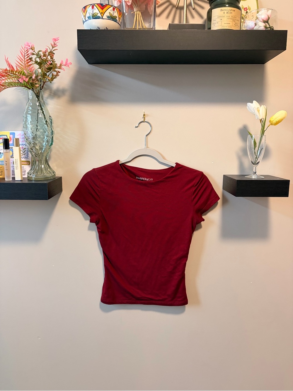 Harper Wine Short Sleeve Crewneck Tee